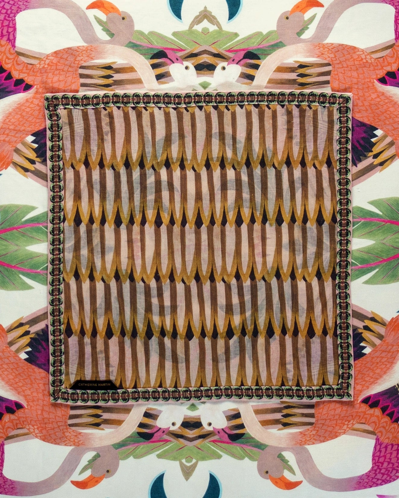 SET of 4 FLAMINGO CREAM NAPKINS
