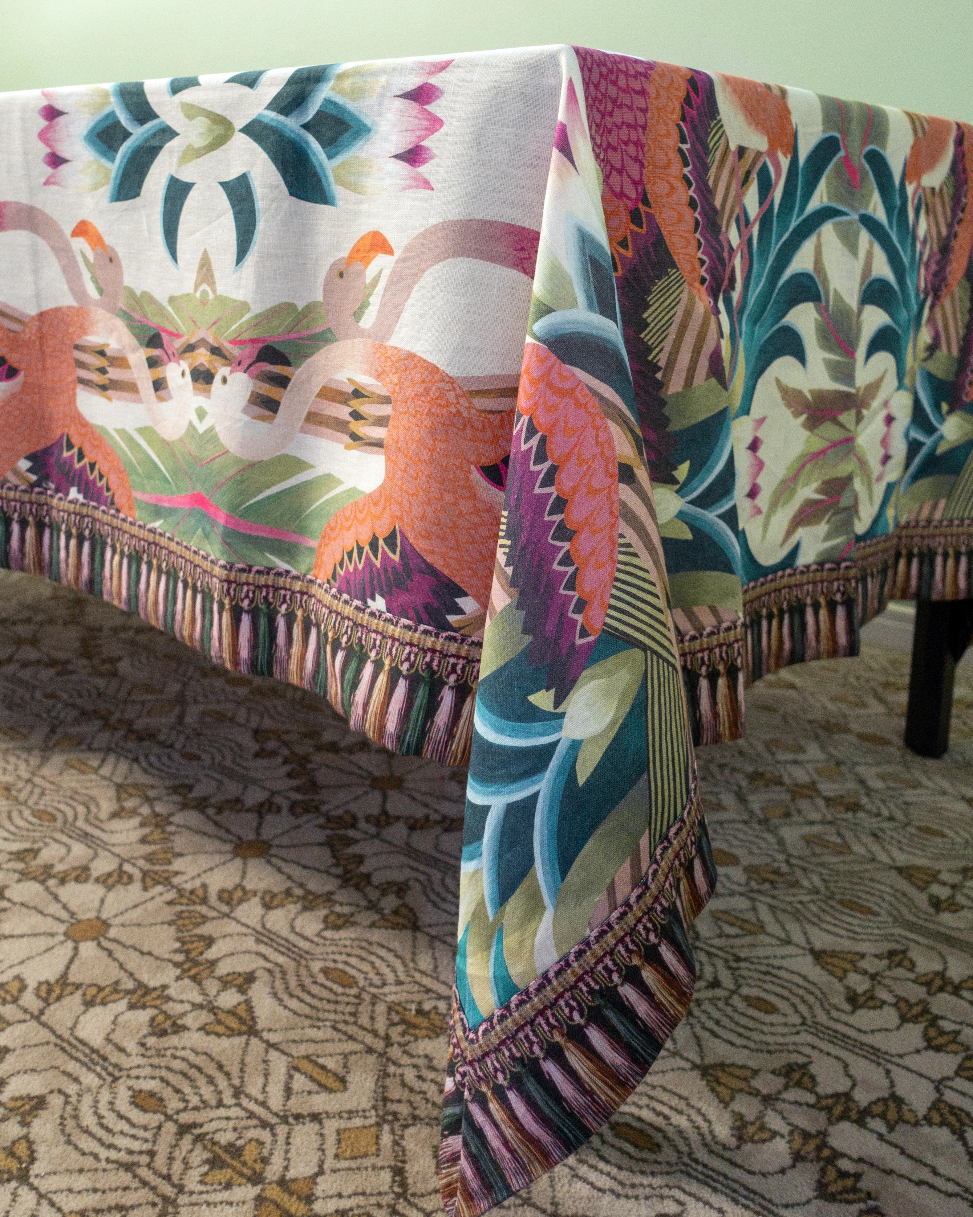 FLAMINGO CREAM TABLECLOTH