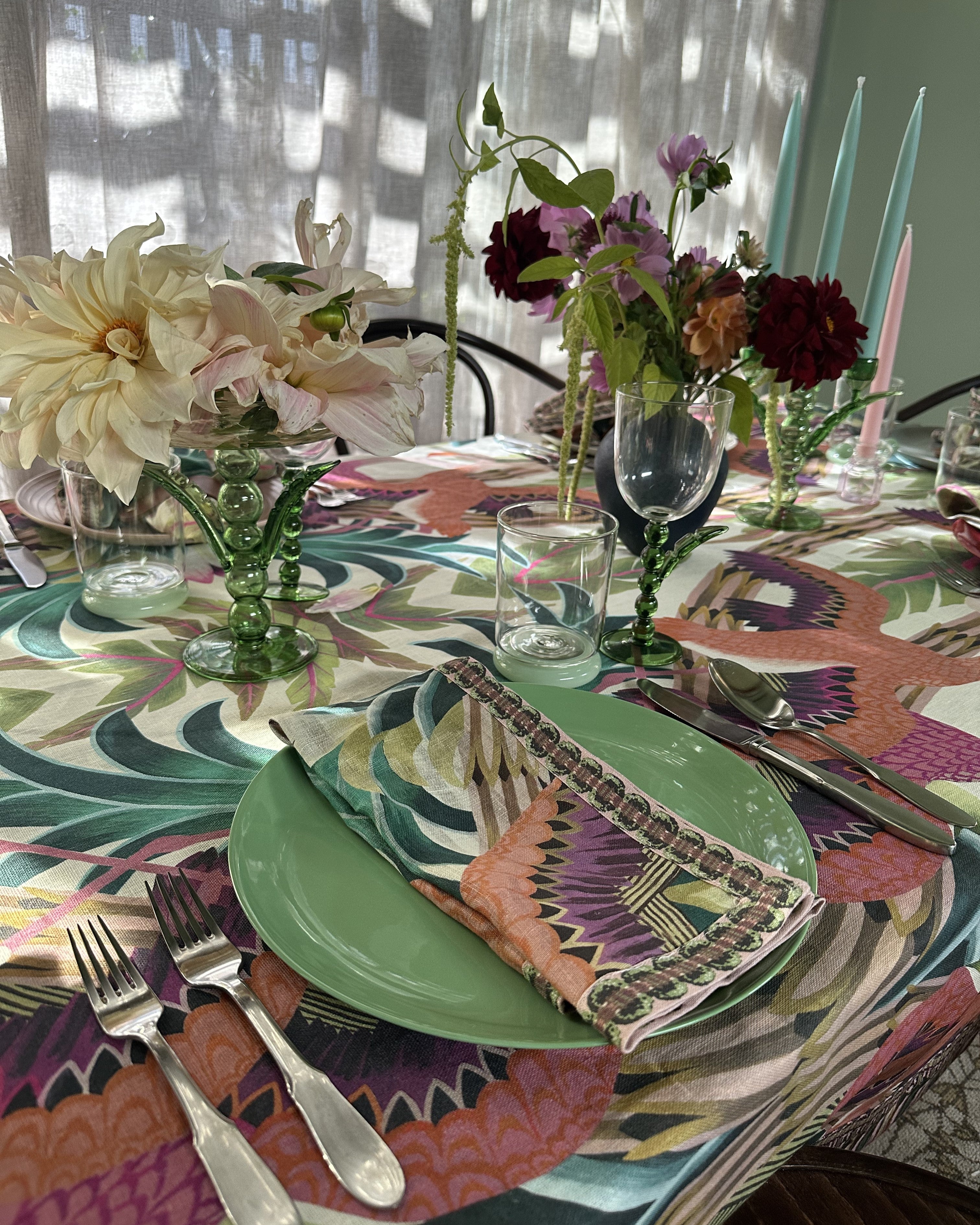 FLAMINGO CREAM TABLECLOTH
