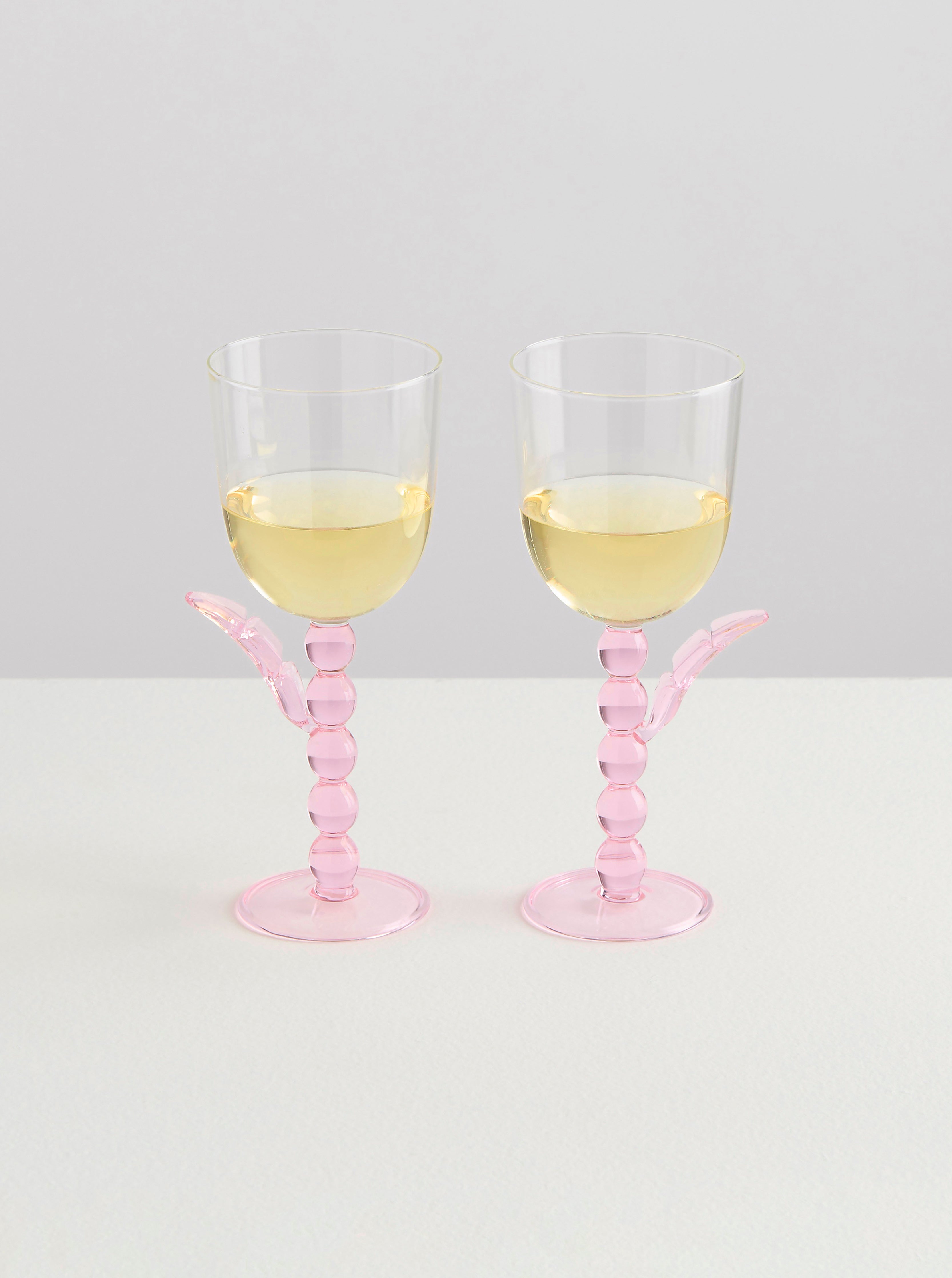 2 PALMIER WINE GLASSES | PINK