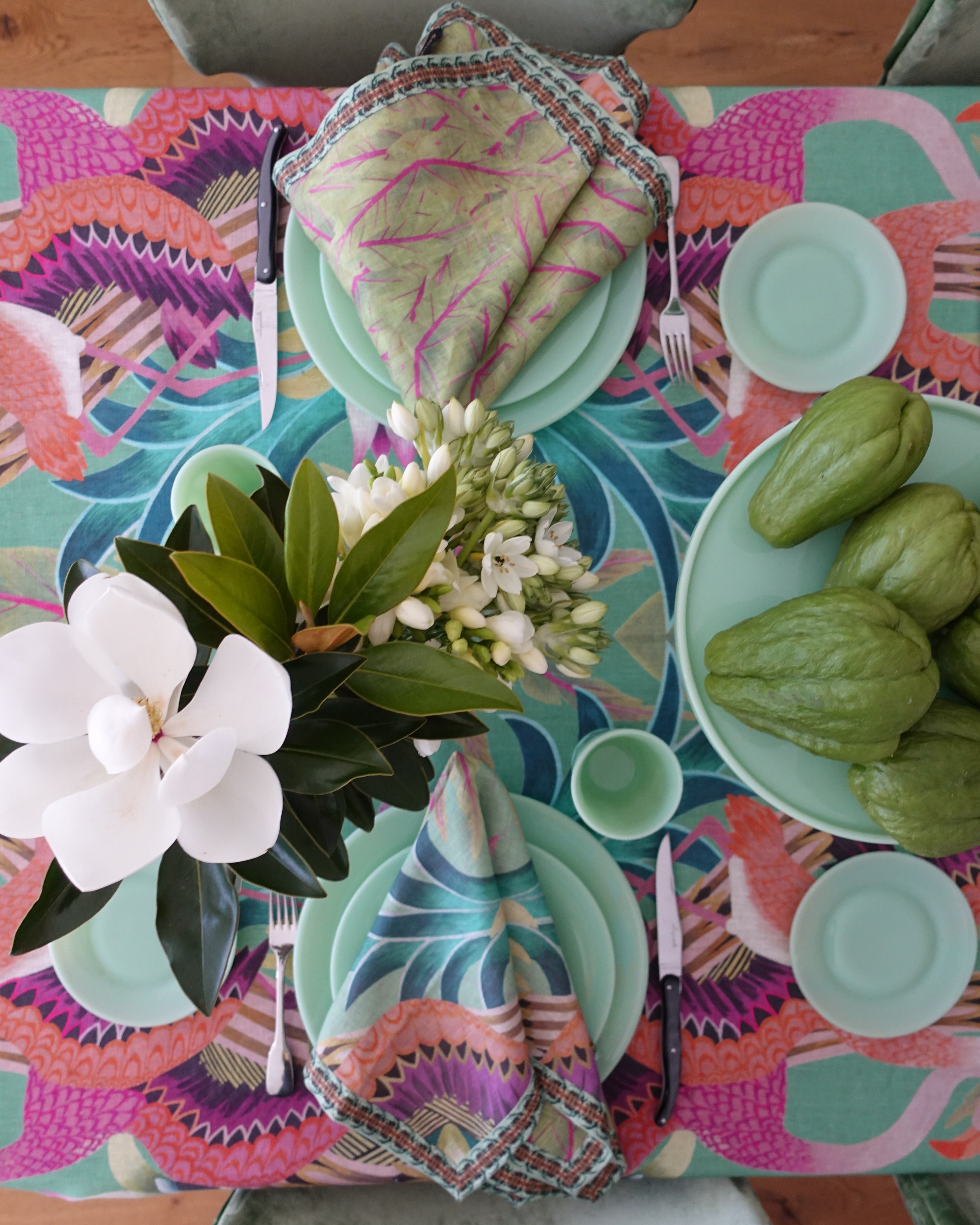 FLAMINGO JADE TABLECLOTH