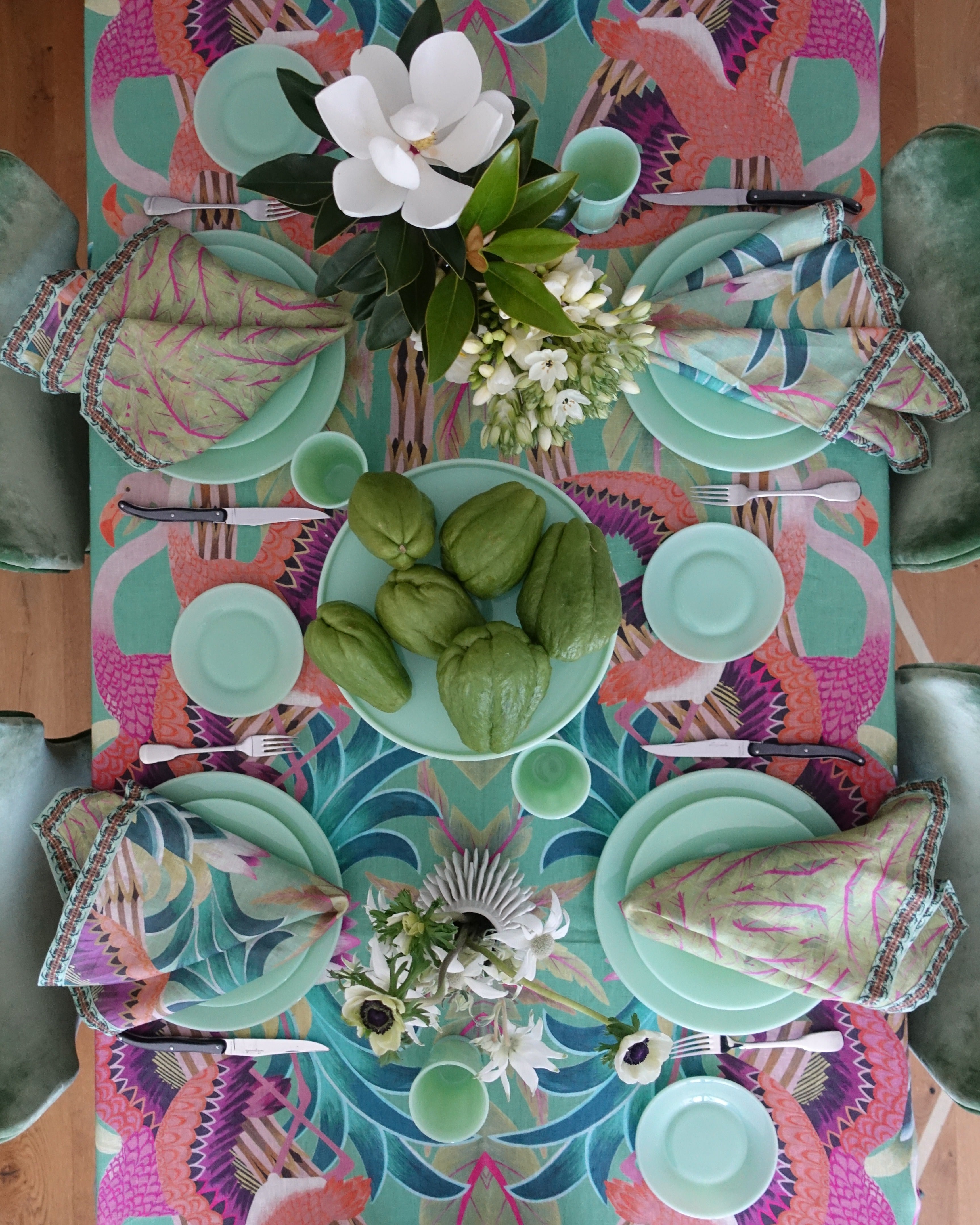 FLAMINGO JADE TABLECLOTH